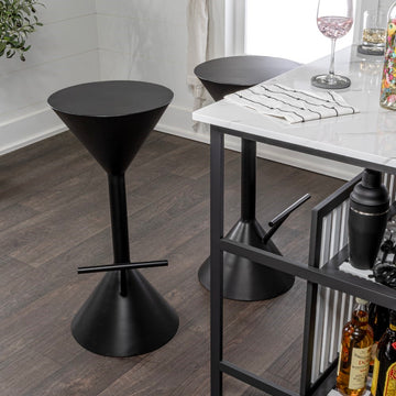 Chronos 29.75" Modern Industrial Iron Hourglass Backless Bar Stool with Foot Rest - JONATHAN Y